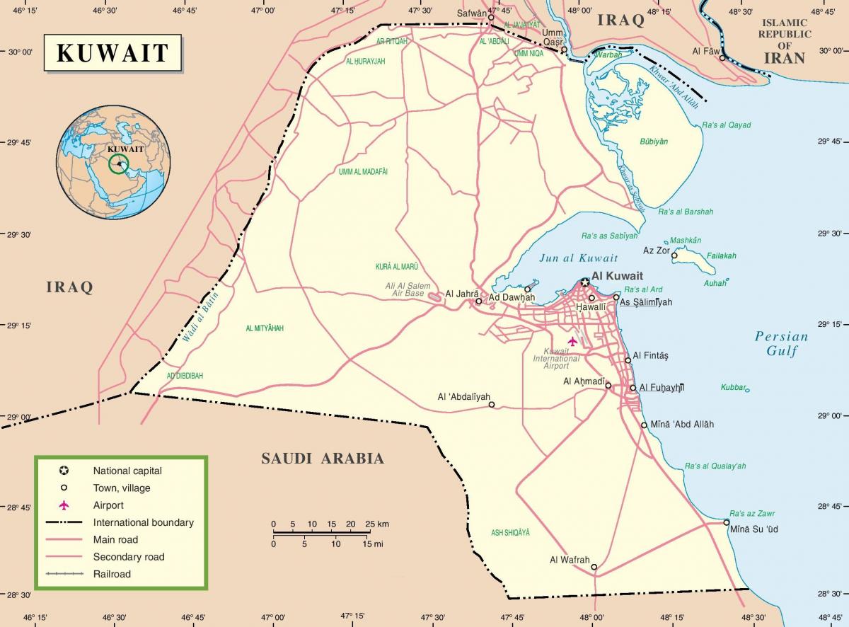 kuwait mapa de carreteres