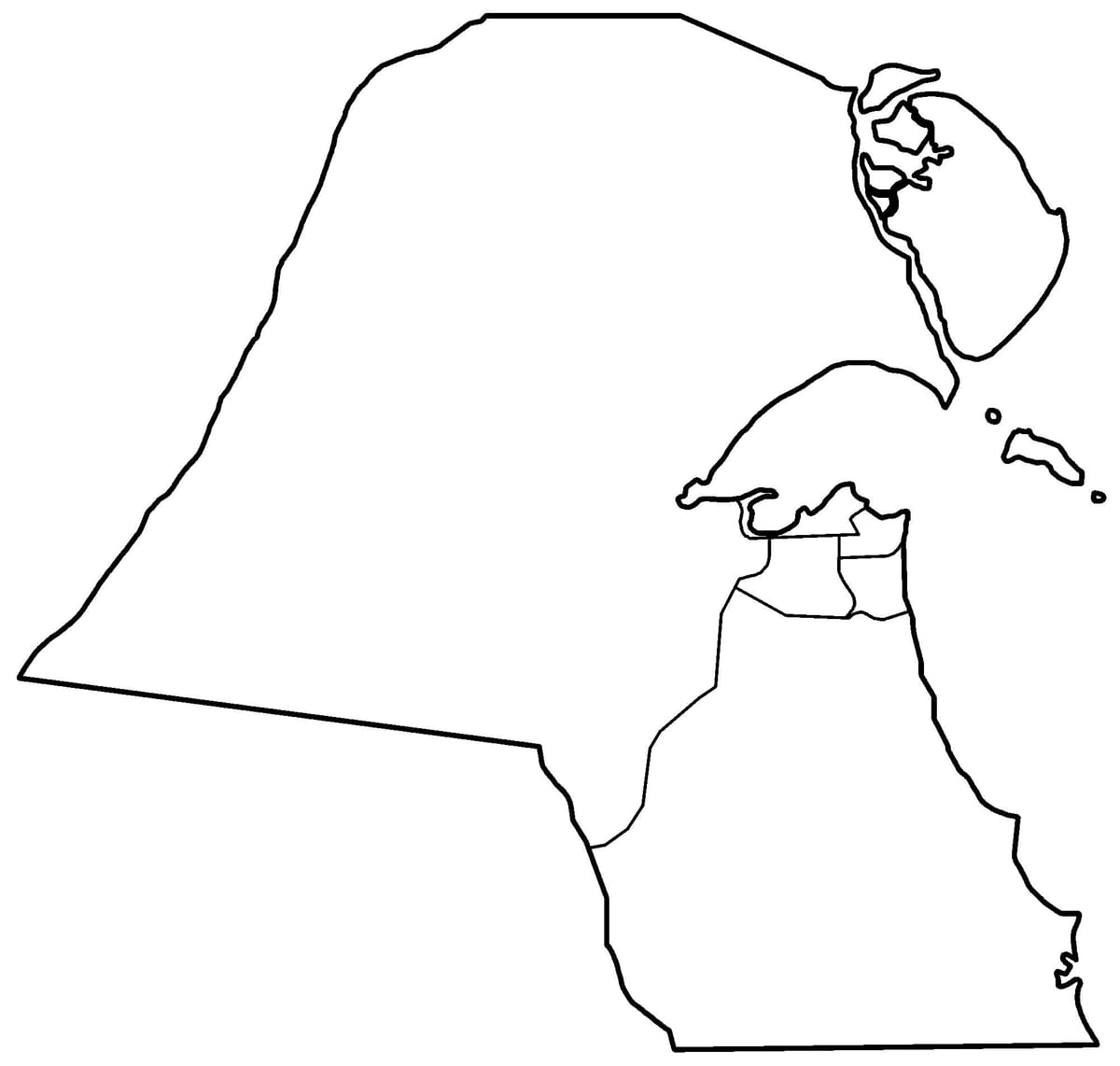mapa de kuwait en blanc 