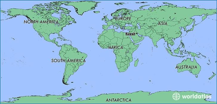 mapa del món en la kuwait