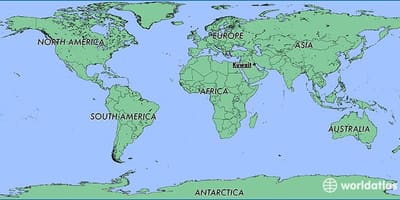 Mapa del món en la kuwait